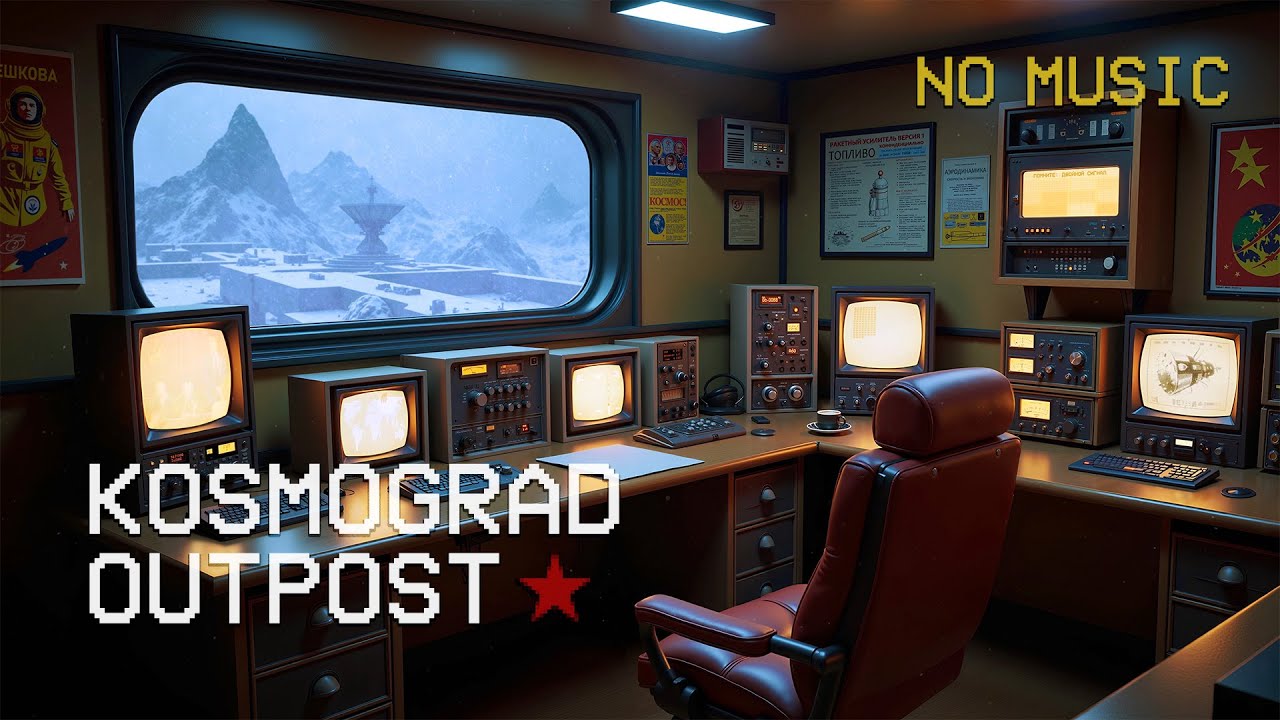 Kosmograd Outpost | Ретро Космический Контроль (Зимняя Атмосфера) | [БЕЗ МУЗЫКИ] 4K
