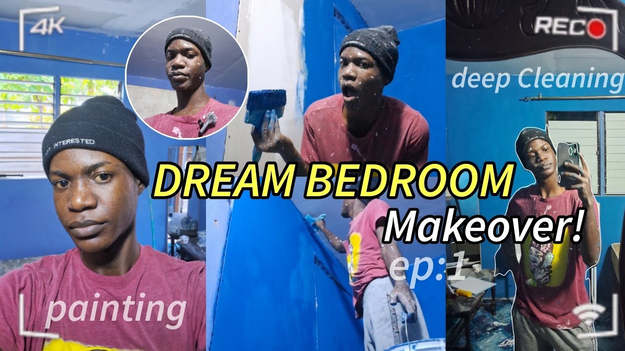 MY DREAM BED ROOM MAKEOVER🖼🌷|Painting + deep Cleaning☆| as a boy living in Jamaica 🇯🇲 