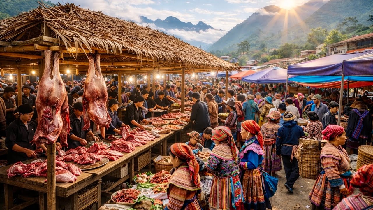 Discover the largest animal market in Northwest Vietnam, located high on the mountaintop.