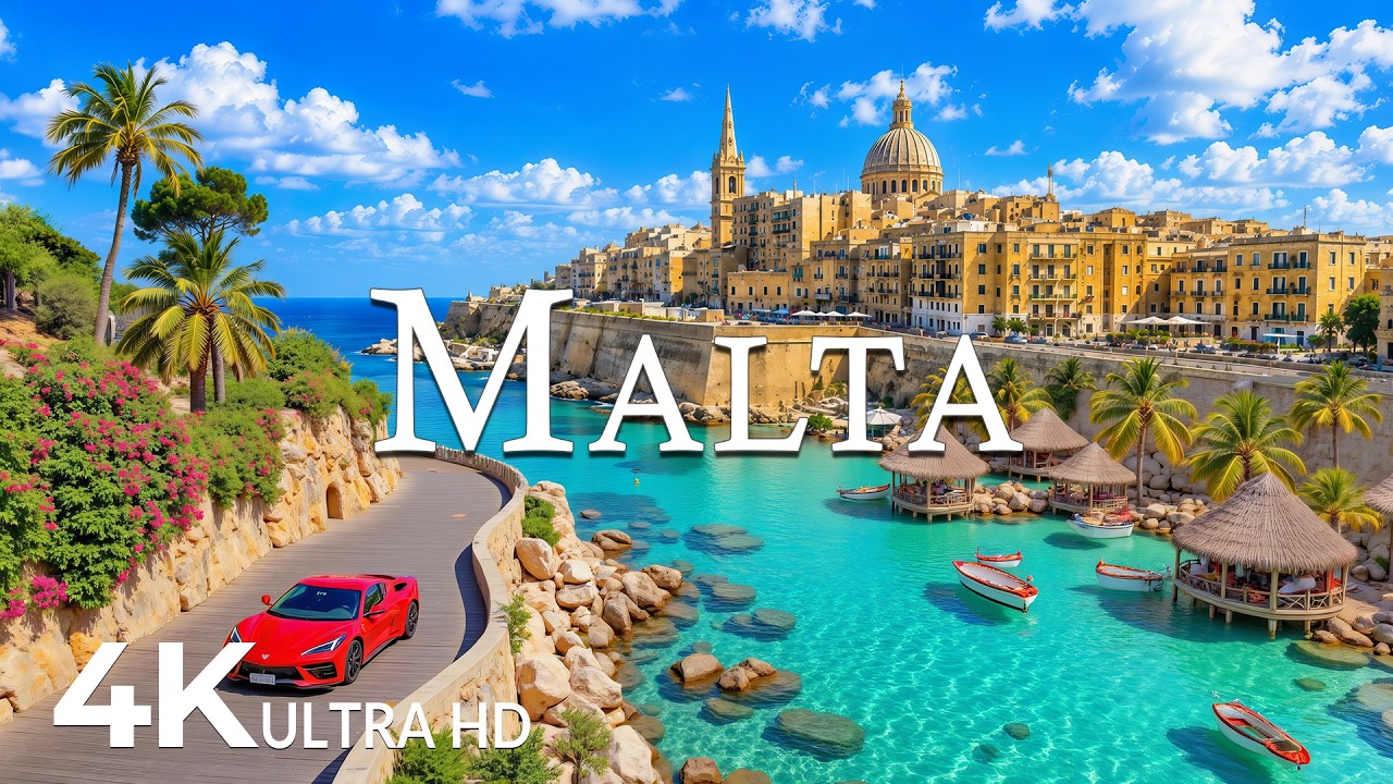 FLYING OVER MALTA (4K UHD) &ndash; Soothing Music Along With Beautiful Nature Video - 4K Video ULTRA HD