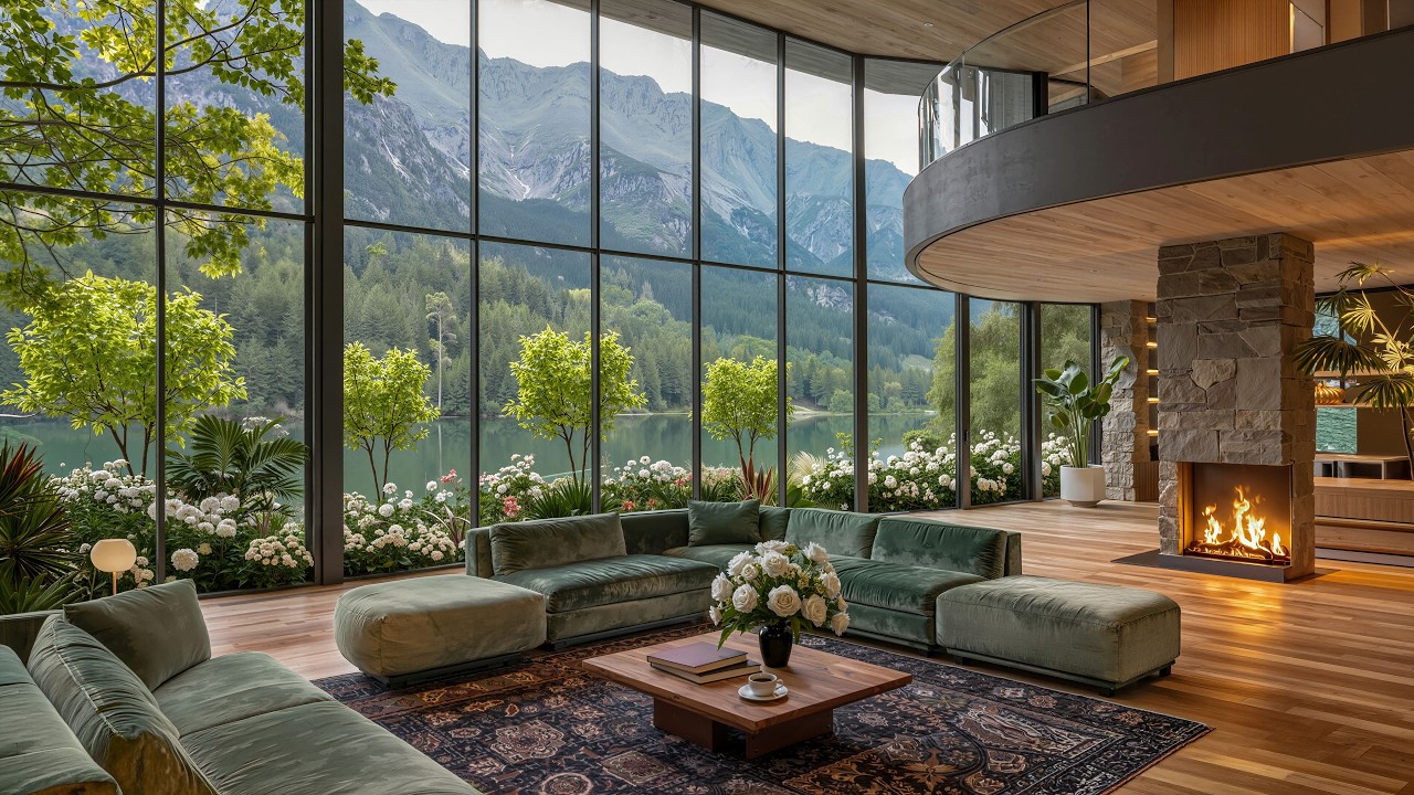 Lakeside Villa Jazz Ambience | Tranquil Jazz Music in the Forest for Relaxation & Calm