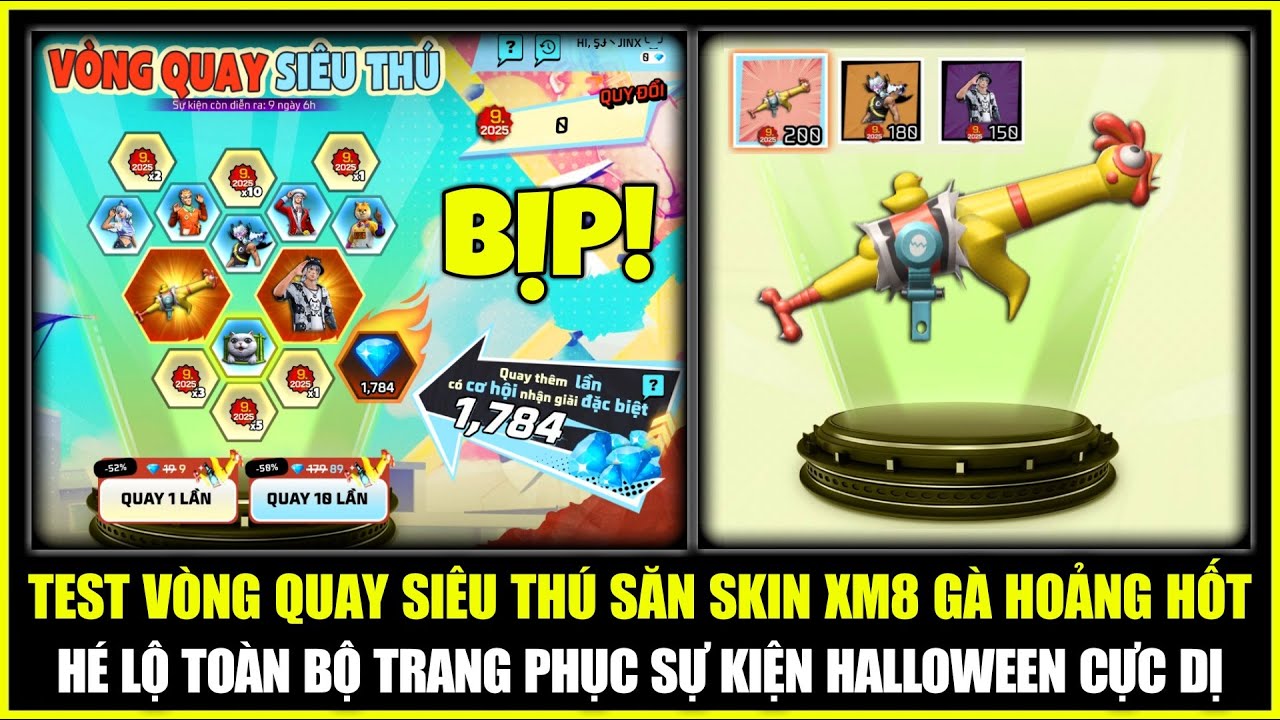 Test Vòng Quay SIÊU THÚ Săn Skin XM8 Gà Hoảng Hốt Cực BỊP, Hé Lộ Đồ Sự Kiện HALLOWEEN | Free Fire