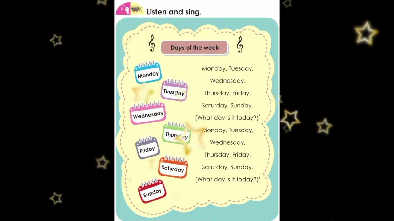 Grade-2 (Days of the week) Song @eela-excellentenglish