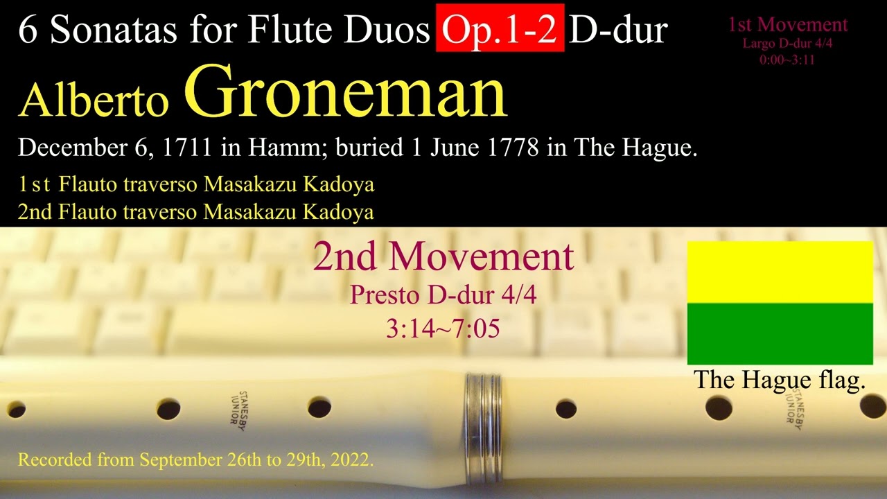 (Flute Duo) A.Groneman 6 Sonatas for Flute Duo Op.1 No.2 D-dur Performed by Masakazu Kadoya