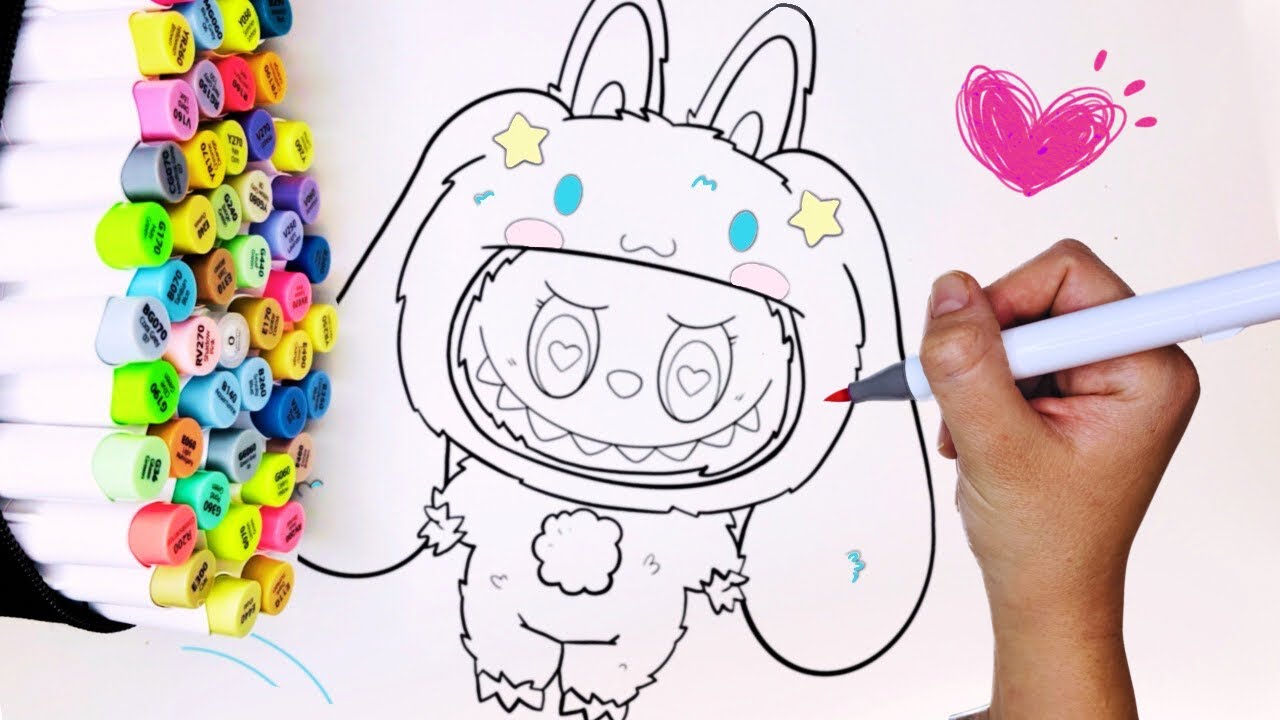 ASMR-раскрашивание и маркеры 🍭 Labubu Cinnamoroll Супер расслабляющее #asmrcoloring #coloring #oh...