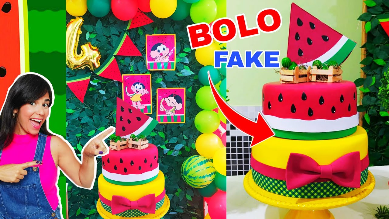 Como  Fazer BOLO FAKE - Festa Menina/ FÁCIL e BARATO🍰