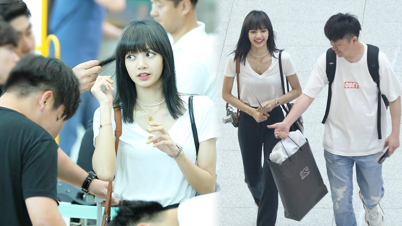 190710 블랙핑크(BLACKPINK) 리사(Lisa) 출국 Departure (염색 머리 손질해주는 매니저오빠들) [인천공항] 4K 직캠 by 비몽