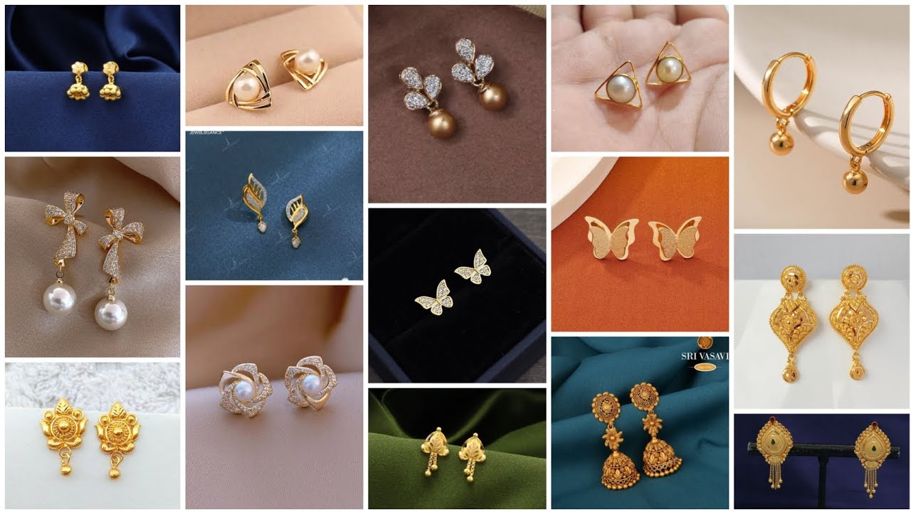 Latest Gold Stud Earrings Collection | Simple & Stylish Earrings for Girls