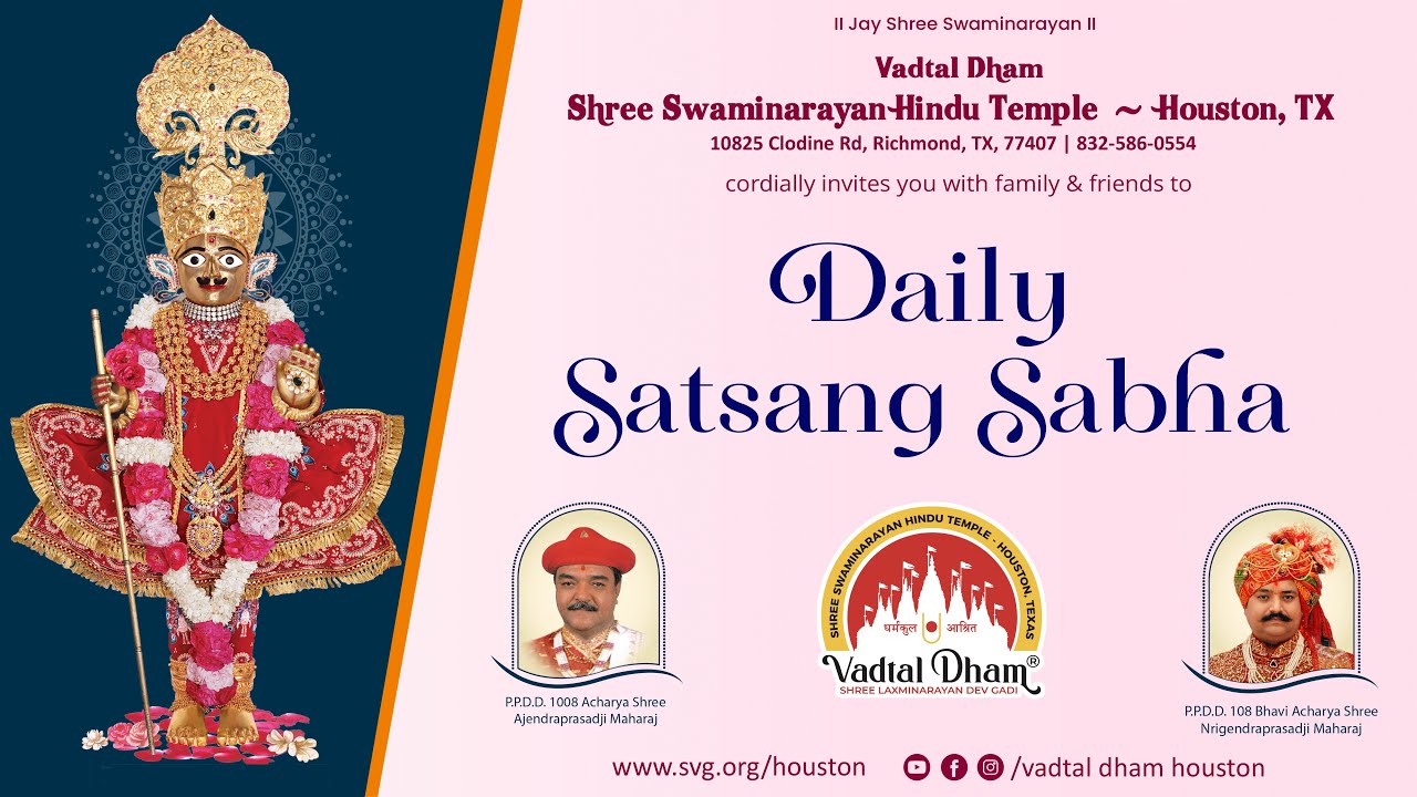Daily Satsang Sabha | Vadtal Dham Shree Swaminarayan Hindu Temple - Houston, TX