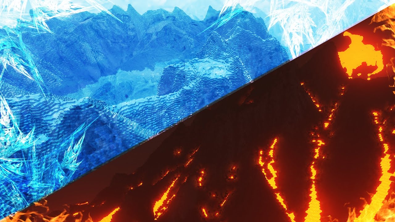 🌋 MASSIVE LAVA VOLCANO & ICE VOLCANO in Minecraft 🌋