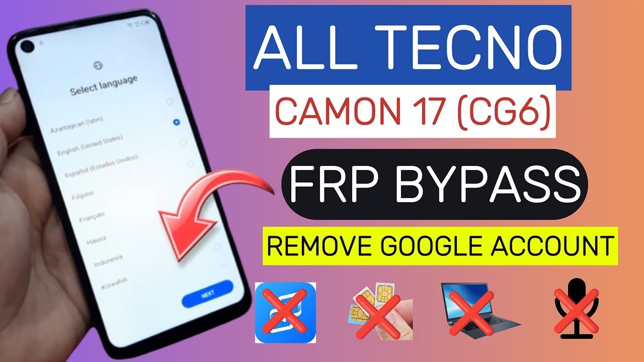 All Tecno Camon 17 (CG6) FRP Bypass || Google Account Unlock || 2024 Method