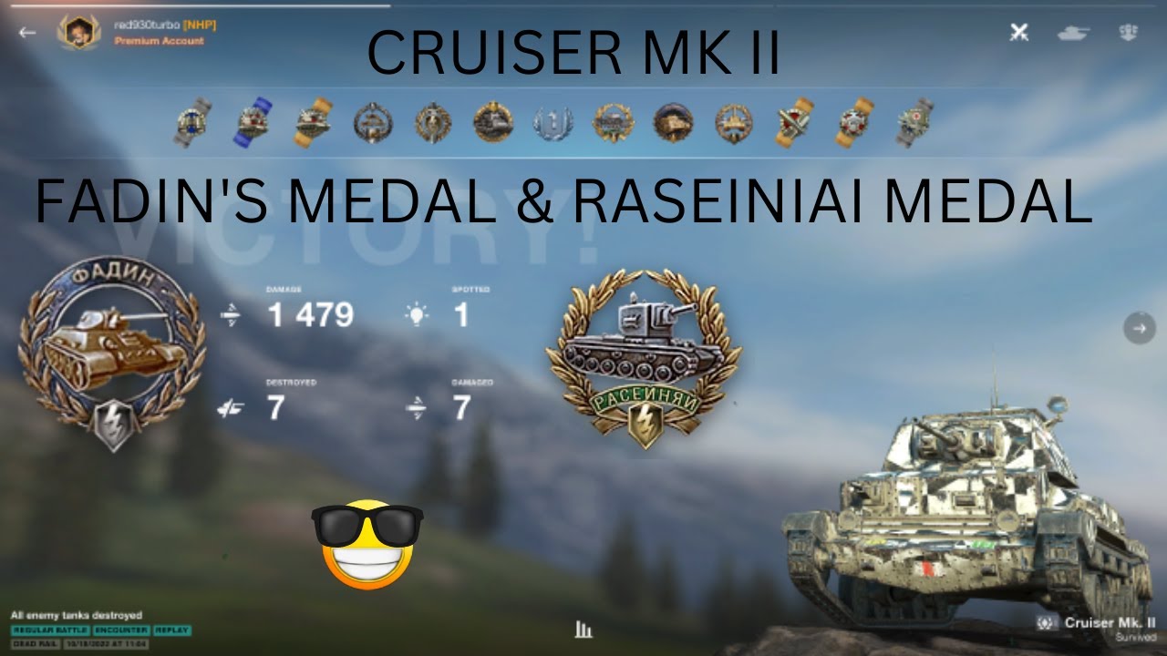 Cruiser Mk. II / 1479 dmg / 7 frags 💎🥇FADIN'S MEDAL &💎RASEINIAI MEDAL😮💪🤠 red930turbo (NHP)