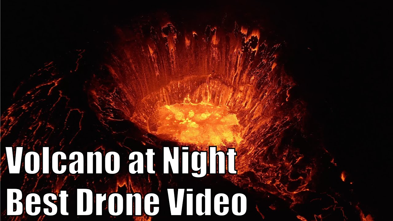 Iceland Volcano at Night – Drone Footage