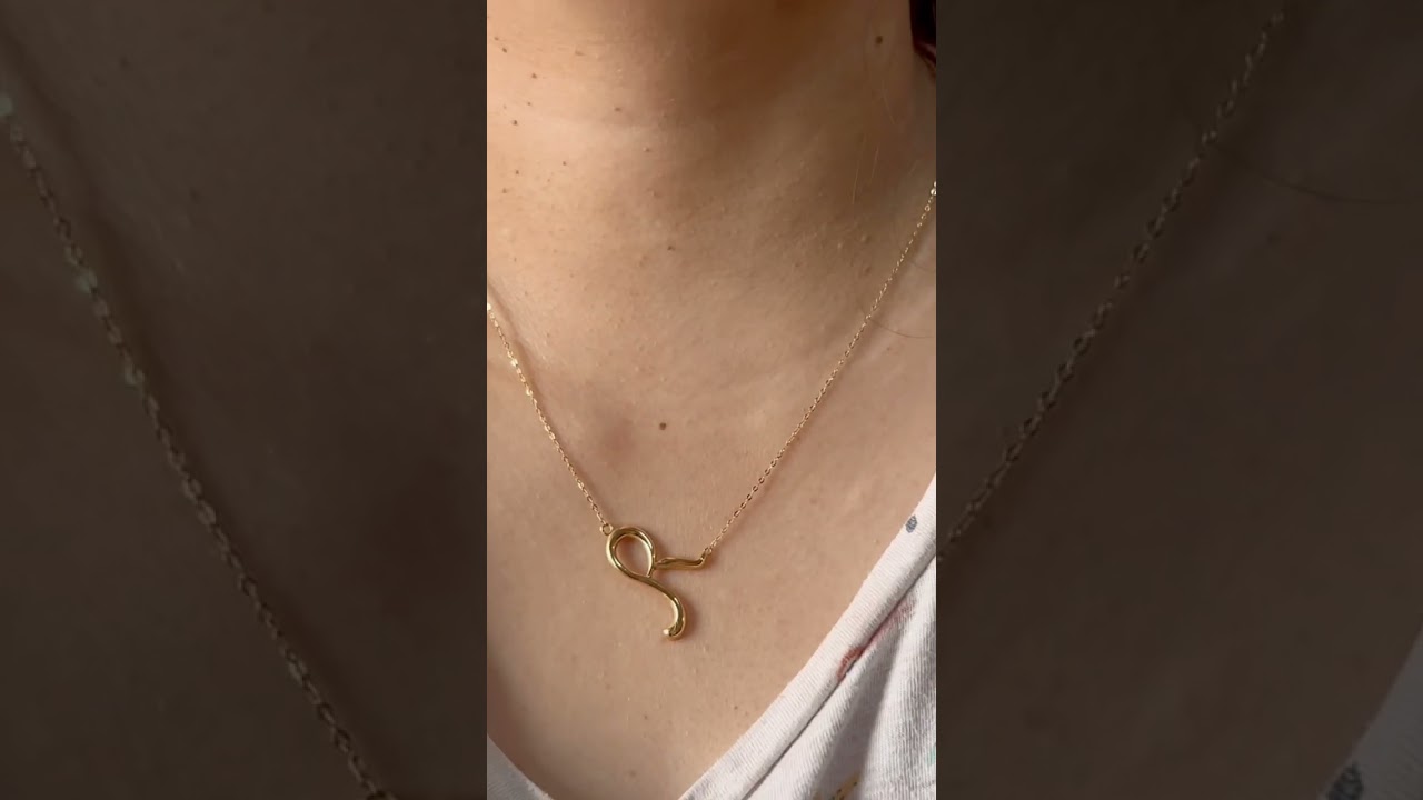 18k gold initial necklace #shorts #gold #goldcollections #18kgold
