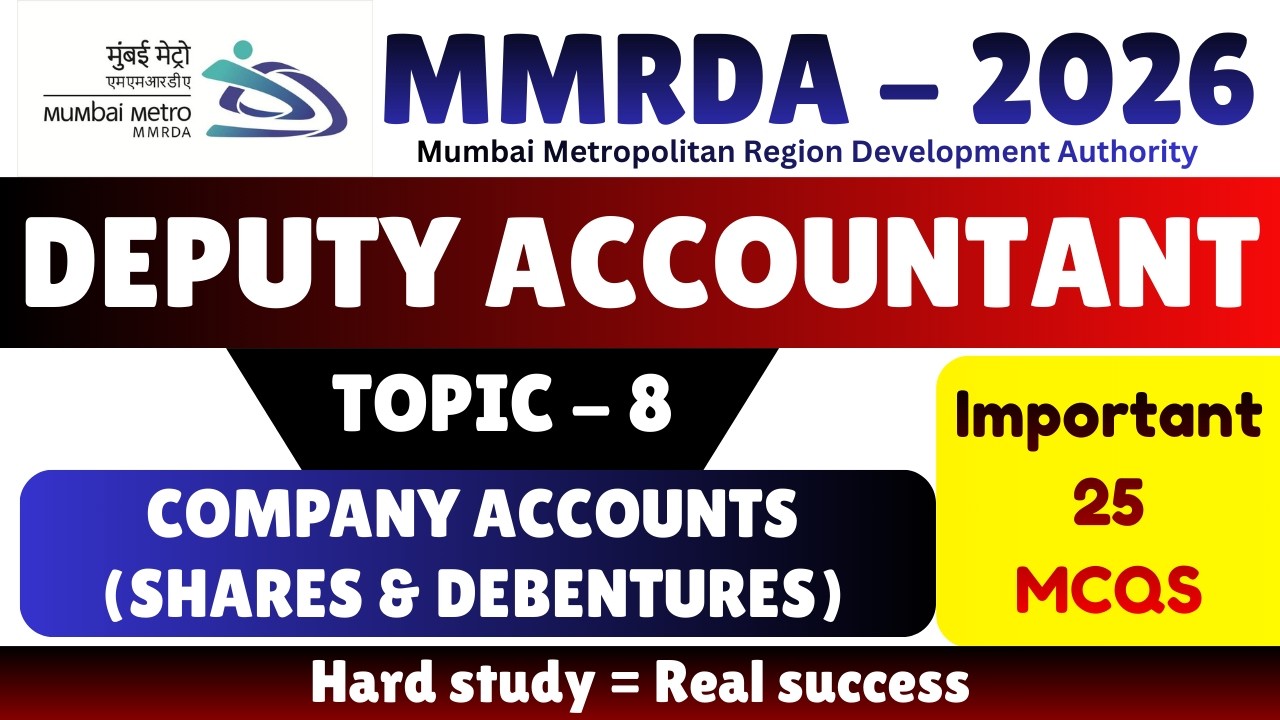 Company Accounts MCQS | MMRDA 2026 Deputy Accountant pdf Notes | MMRDA Accountant Mock Test 2026