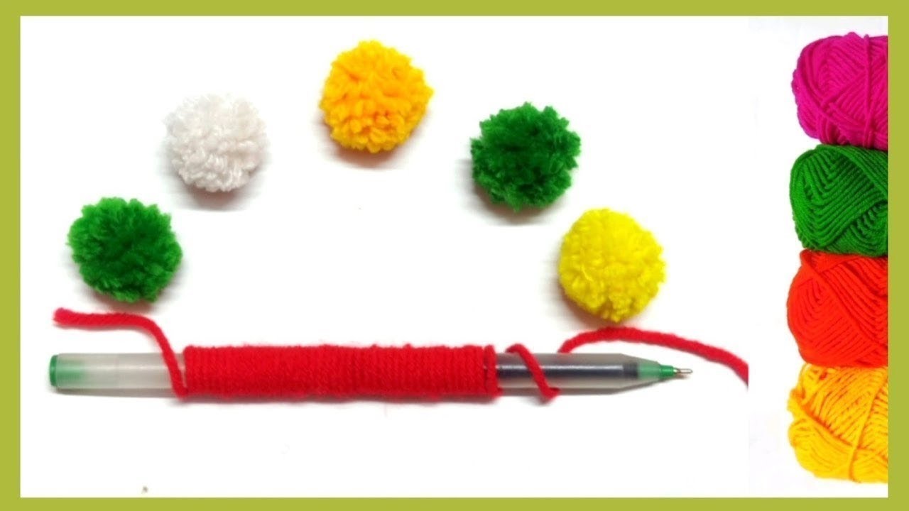 Super Easy Pom Pom Making Ideas with Fork - Hand Embroidery Amazing Trick- Easy Woolen Flower Making