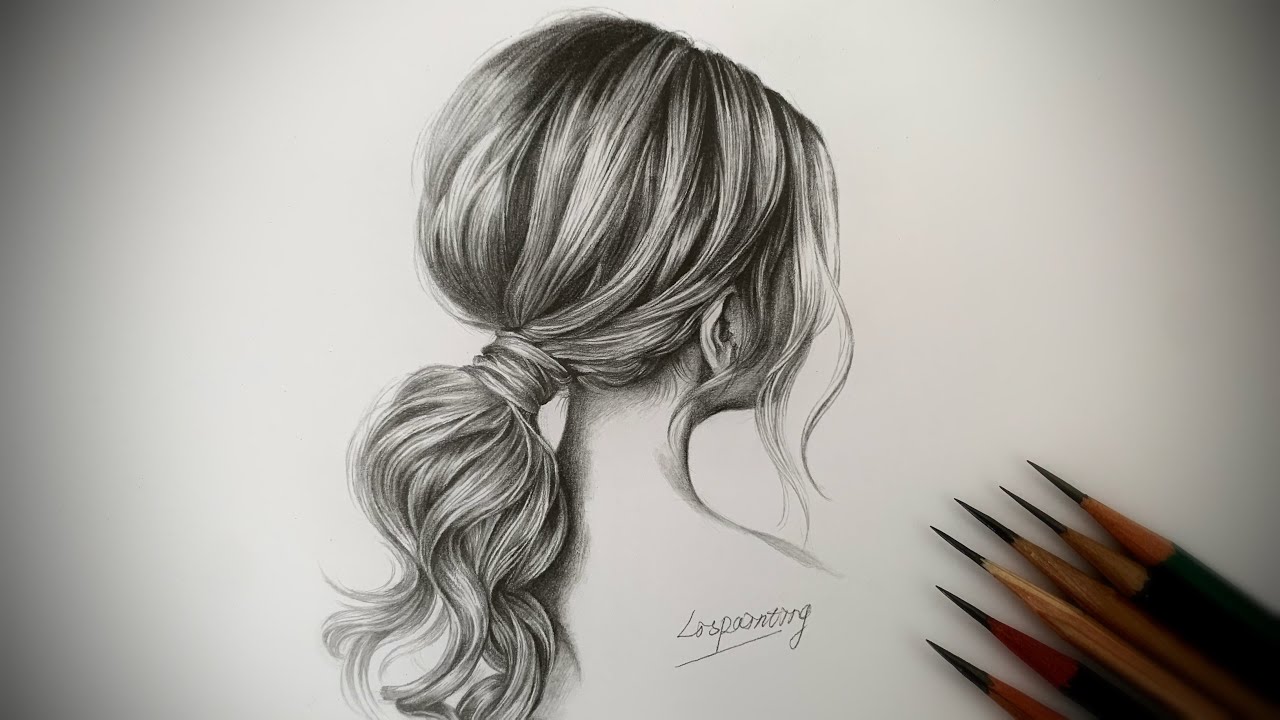 how to draw hair|pencil sketch|头发绘画步骤|铅笔素描|Lispainting小鲸绘画
