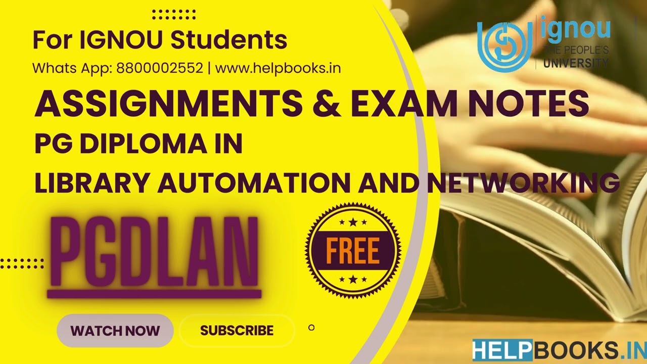 IGNOU PGDLAN 🆓 Solved Assignment & Exam Notes Combo PGD in Library Automation and Networking