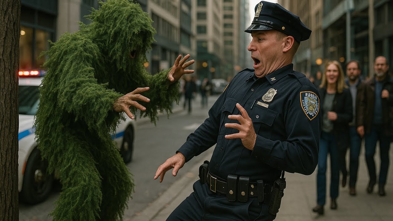 Police Officer Freaked Out HARD!! {Bushman jumped out of nowhere}