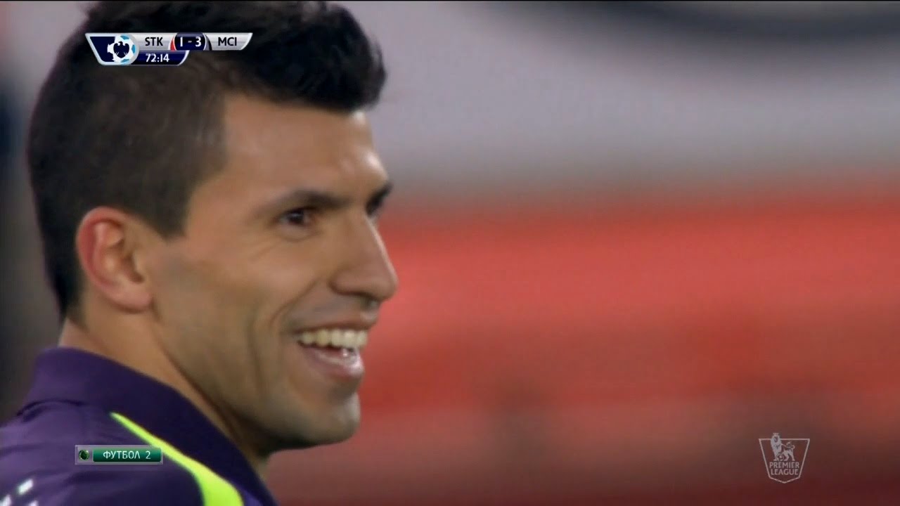 Sergio Agüero vs Stoke City Away (11/02/2015) HD 720p