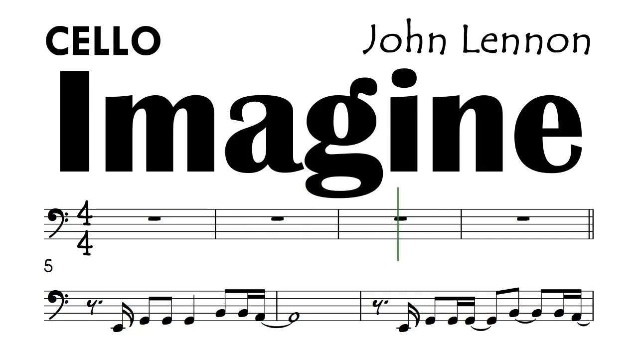 Imagine John Lennon Cello Sheet Music Backing Track Partitura