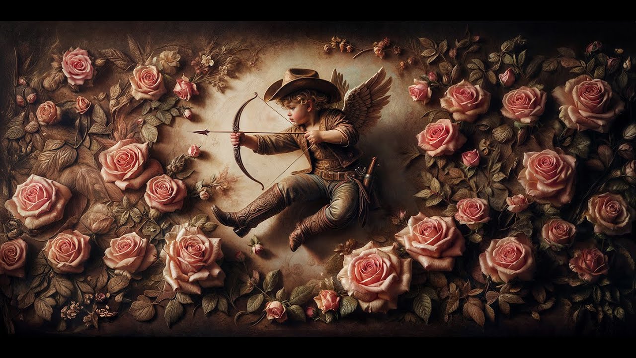 Frame TV Art Vintage Cowboy Cupid Valentine's Day Ambience Wallpaper Painting Screensaver 4K UHD 1Hr