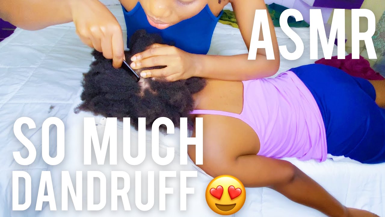 ASMR PARTING AND PICKING EXCESS DANDRUFF FROM 4C NO TALKING