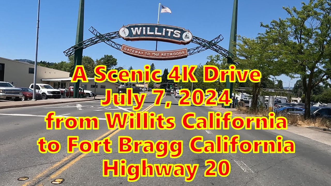 A nice 4K scenic drive Willits California to Fort Bragg California via Highway 20 West July 2024