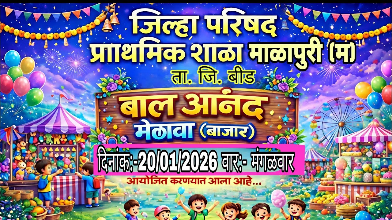 बाल आनंद नगरी मेळावा बाजार जिल्हा परिषद शाळा माळापुरी(मराठी) ता.जिल्हा.बीड