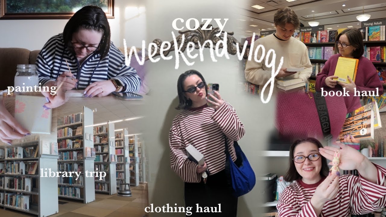 weekend in my life📚🎨clothing haul, book shopping, + painting