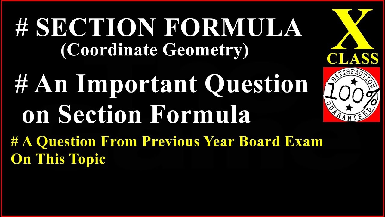 Concept Of  Section formula Class 10 Maths Important Questions of Coordinate Geometry  Q3