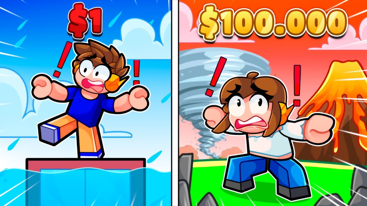 DESASTRES NATURAIS de 1 REAL vs de 1 MILHÃO no Roblox!
