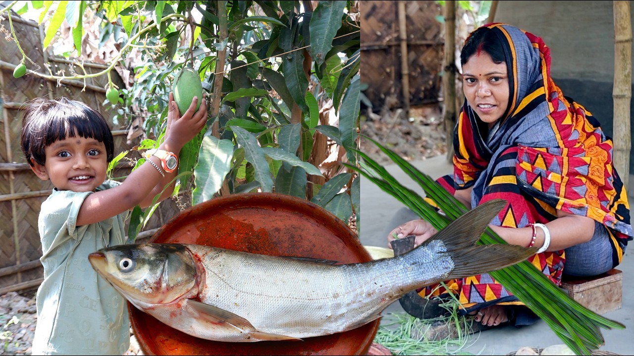 বুবলুর হাতে পারা গাছের প্রথম আম দিয়ে আমডাল, সিলভার মাছের ঝাল ও নতুন ডাঁটার ঝাল