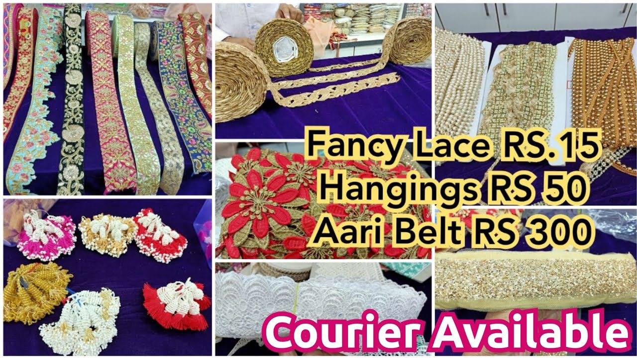 Rs.15 Onwards Exclusive Lace Border Bridal Aariwork Belt Mask Hanging At Wholesale Courier Available