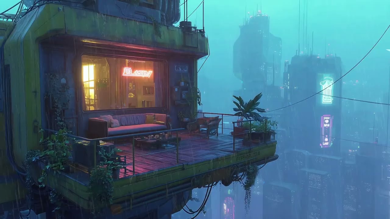 Open Rain Drive Fall 🌙 | Dark Neon Rain Drive ☔ Chill Lo-Fi Soundscape