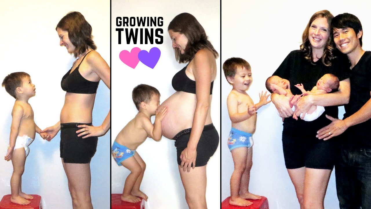 Twin Pregnancy Transformation - CUTE Stop Motion Bump Progression with Big Brother!
