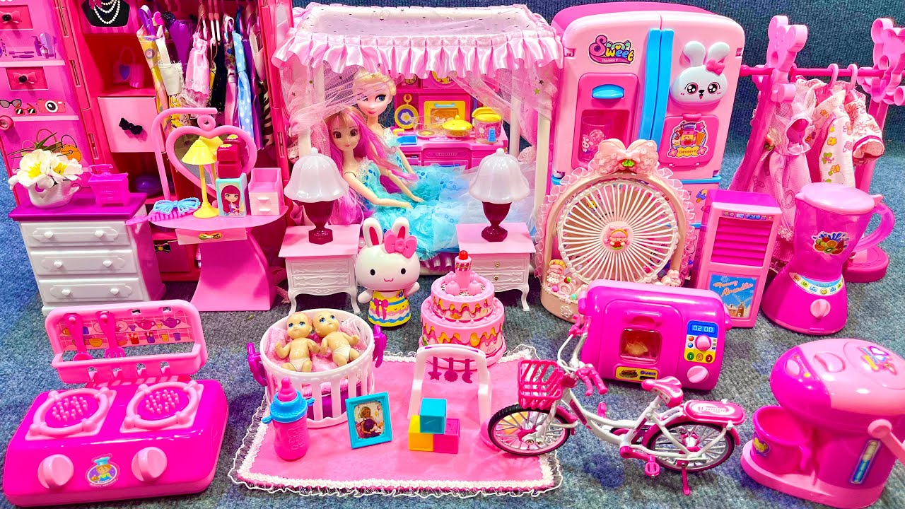 13 Minutes Satisfying with Unboxing Barbie Princess Bedroom Play Set Review Toys | ASMR
