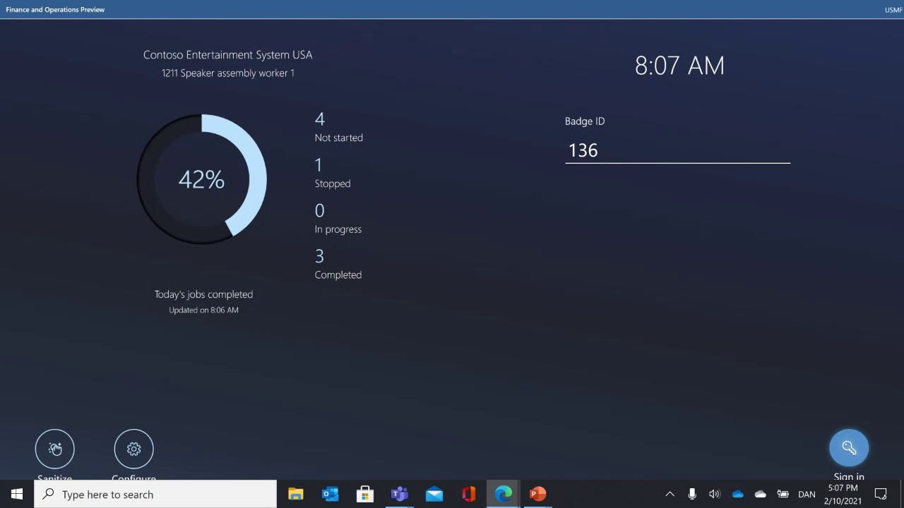 Production Floor Execution Interface in Dynamics 365 Supply Chain Management