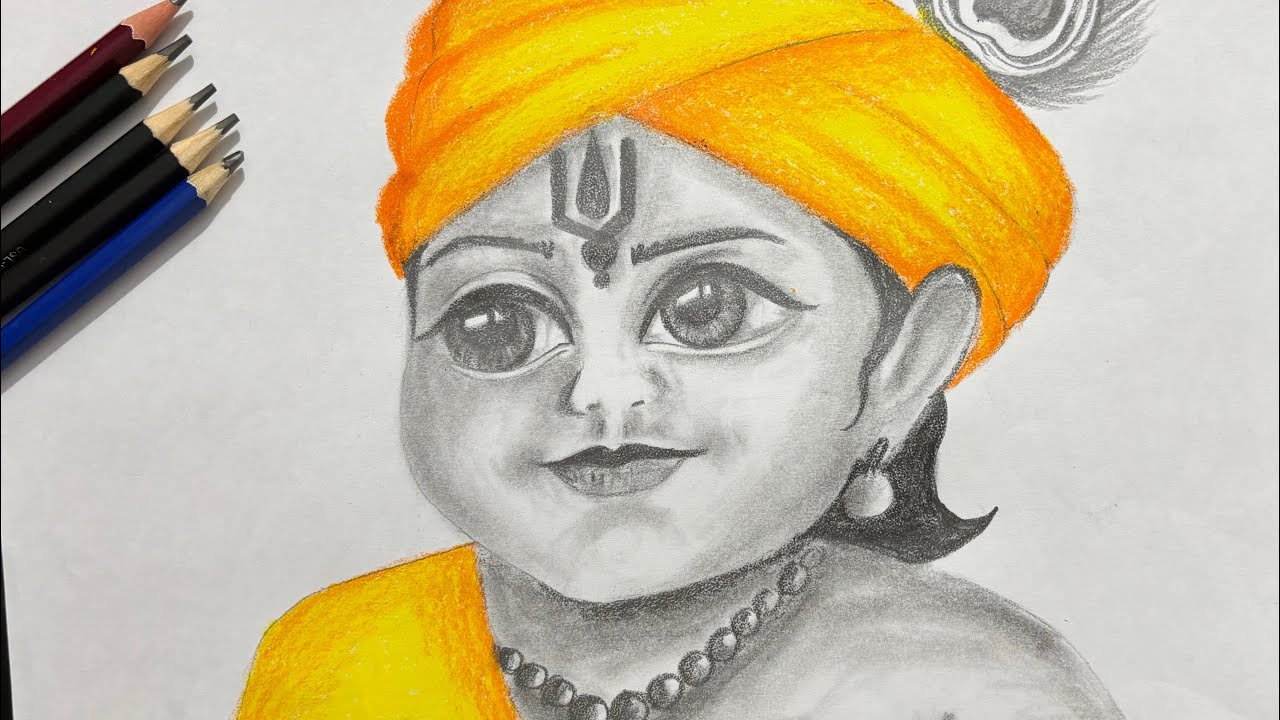 🎨 How to Make Krishna Painting | Easy Pencil Shading Face | Krishna Drawing for Kids || kid drawing