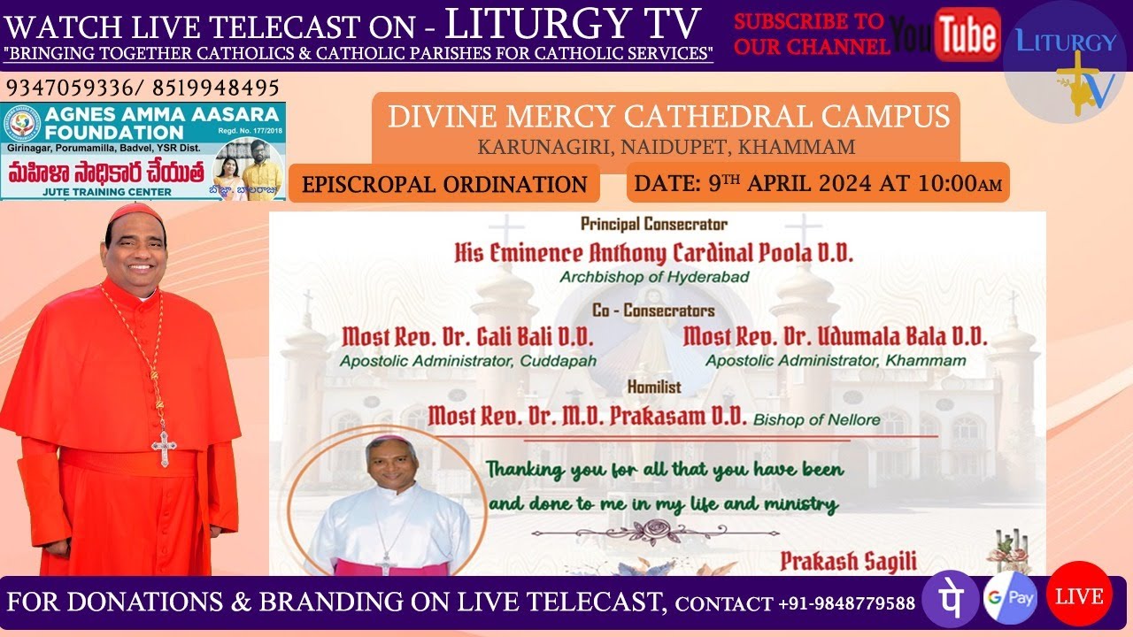 Episcopal Ordination | Most Rev. Sagili Prakasam Bishop of Khammam | Cardinal Poola Anthony | 9-4-24