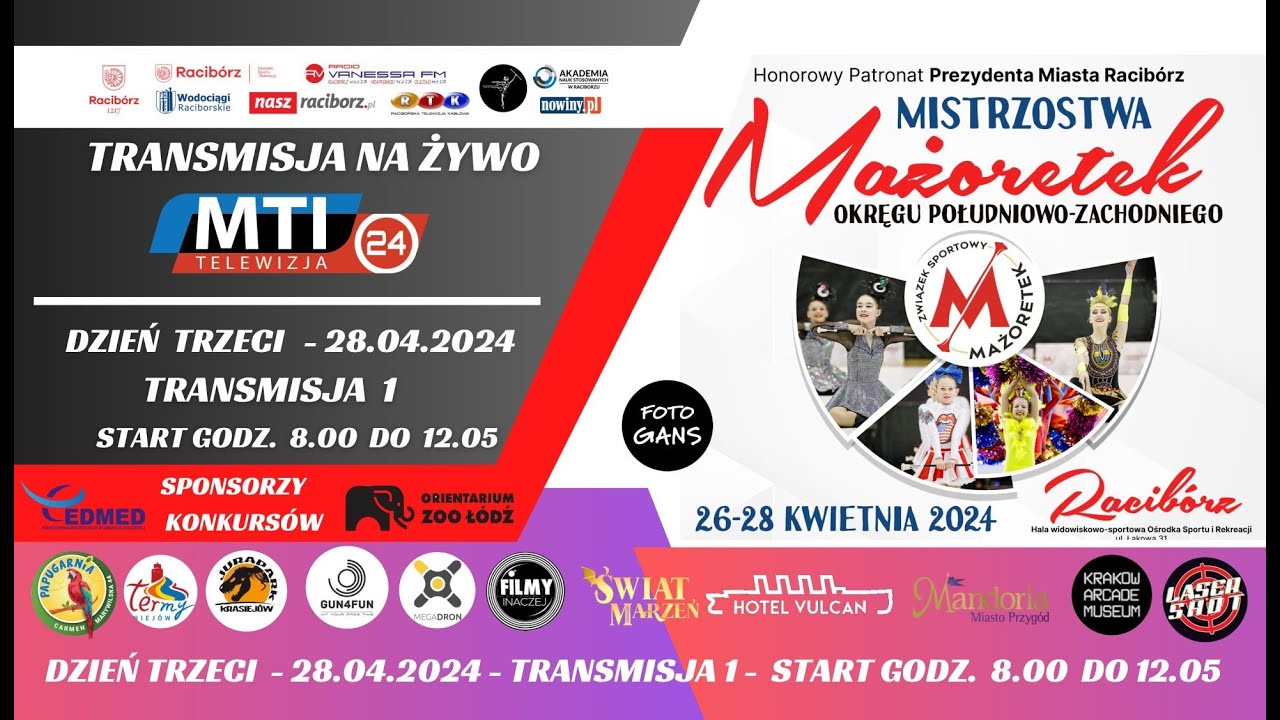 Mistrzostwa Mażoretek Okręgu Południowo-Zachodniego dzień 3 transmisja 1 od godz 8.00 do godz. 12.05