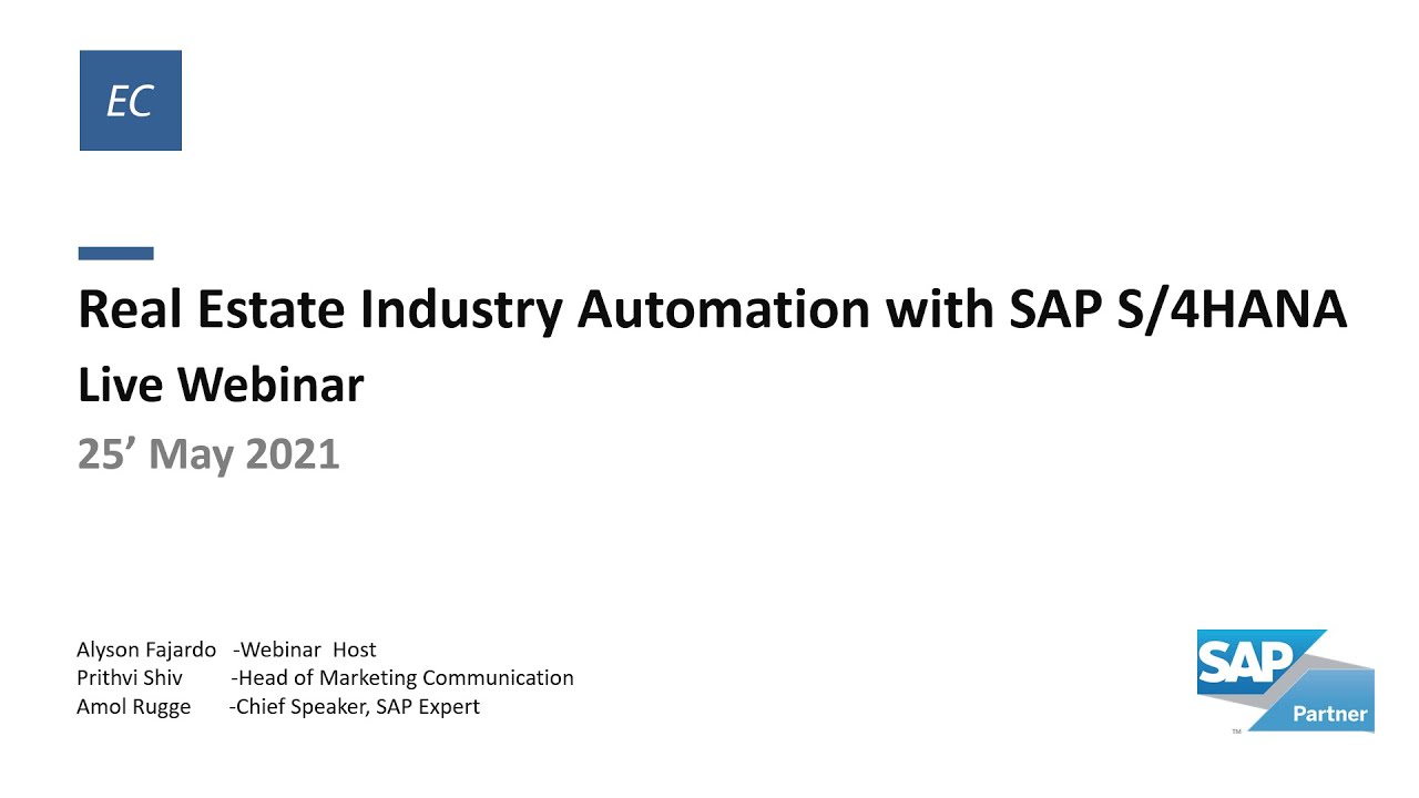 Real Estate Industry Automation with SAP S/4HANA Webinar