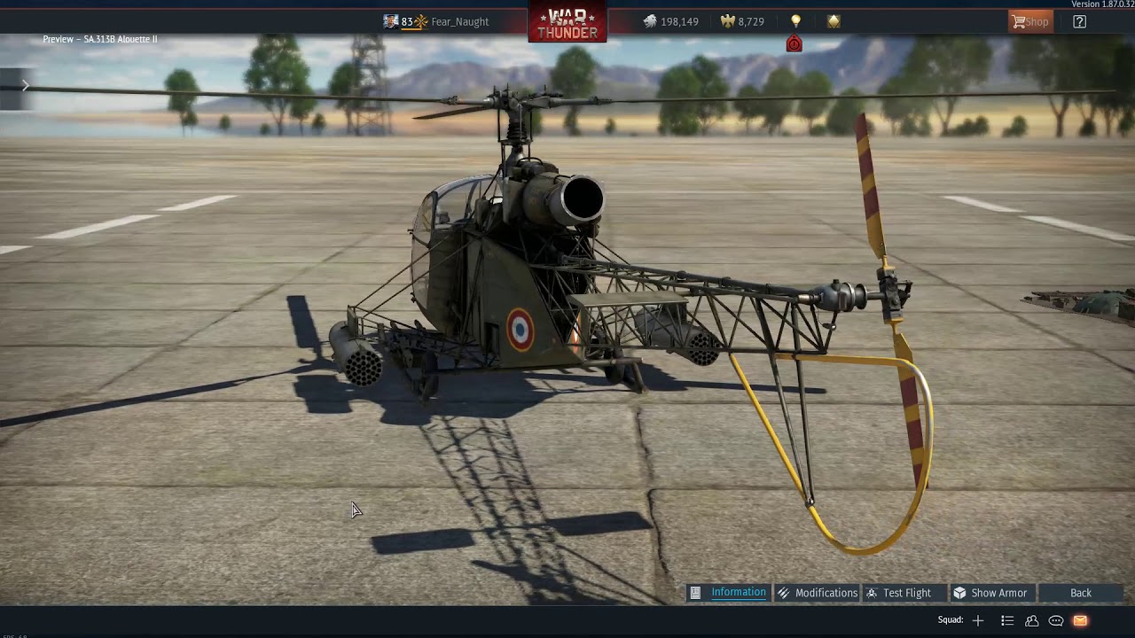 French helicopters: Hanger  ( War Thunder update 1.87 