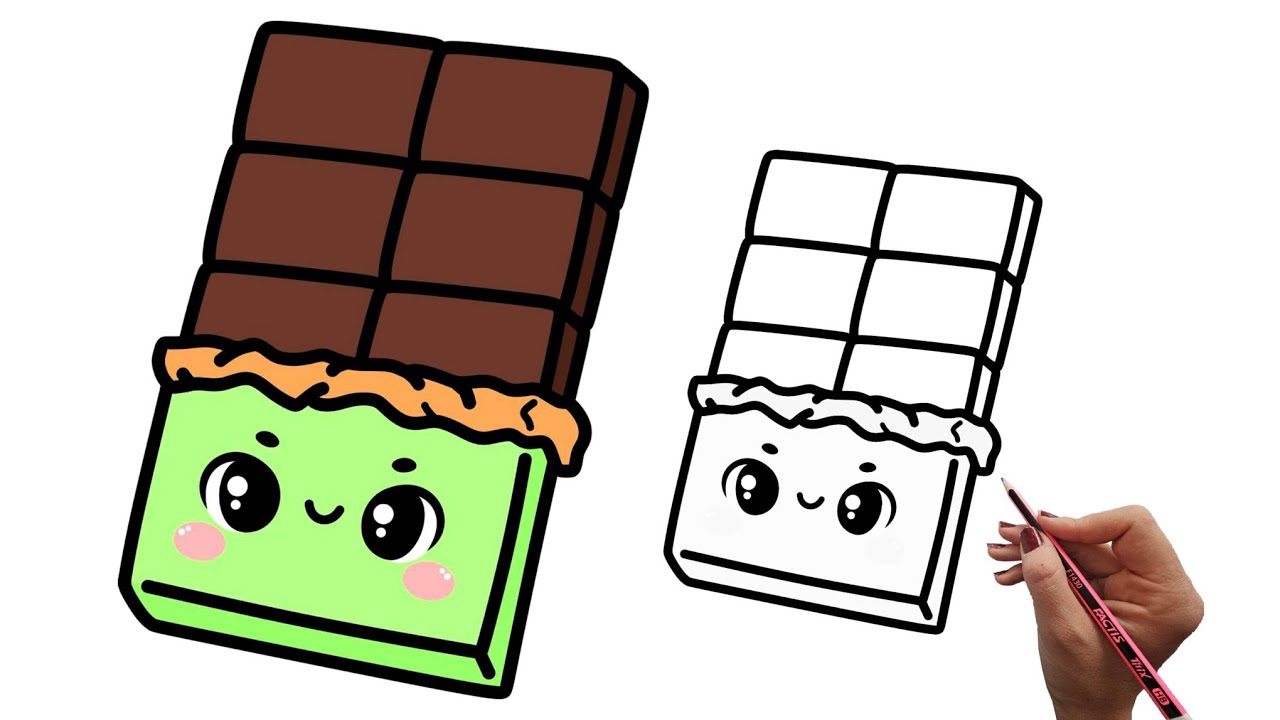 Çocuklar İçin Kolay Çikolata Çizimi, Adım Adım Sevimli Çikolata Nasıl Çizilir, How to Draw Chocolate