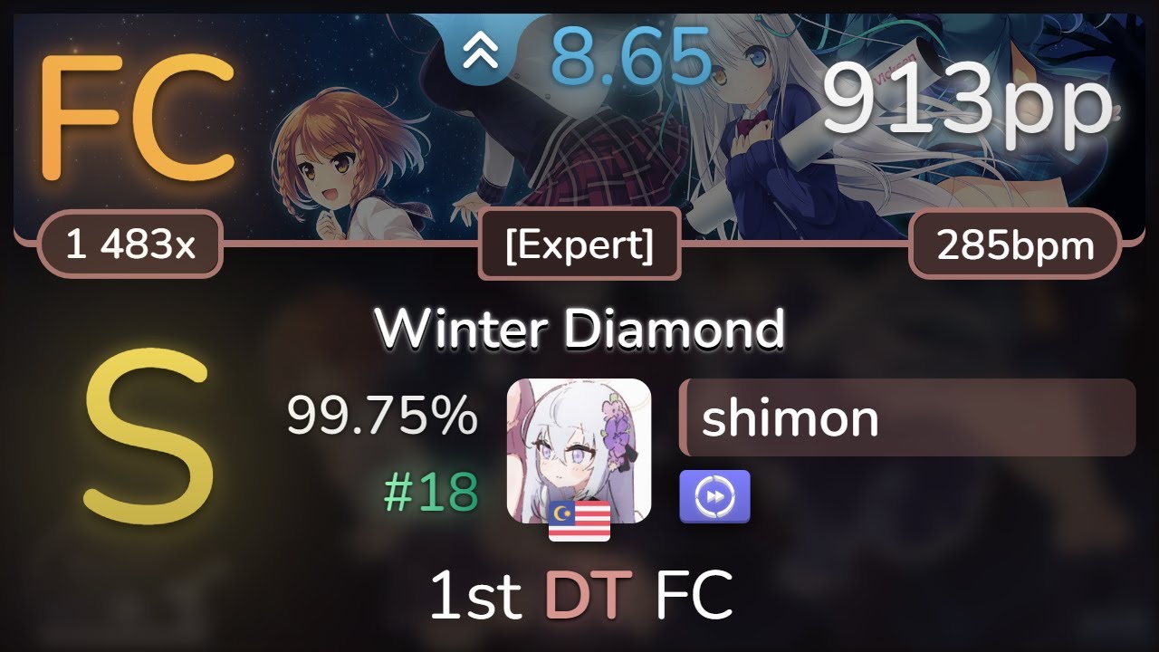 shimon | Rita - Winter Diamond [Expert] +DT 99.75% (#18 913pp FC) - osu!
