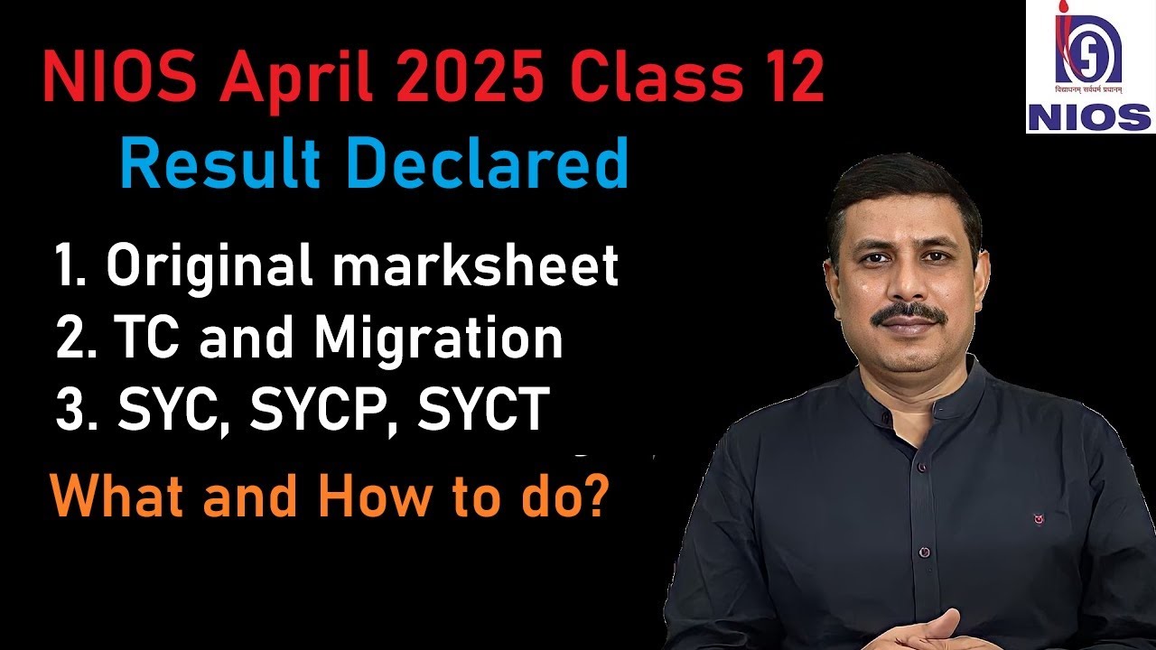 NIOS Class 12 April 2025 Result declared