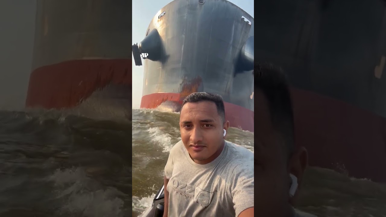 Homem grava v&iacute;deo pr&oacute;ximo a navio gigante e choca web #shorts