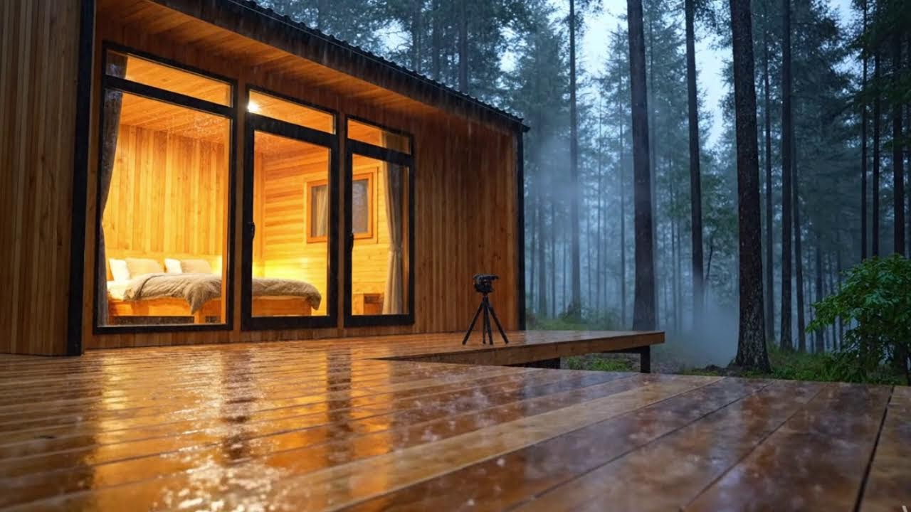 Streaming Cozy Rain at a Modern Cabin | ASMR for Deep Sleep