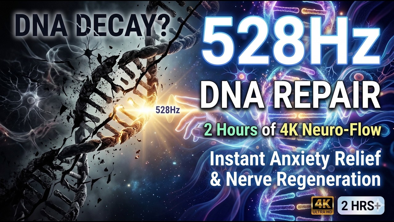 528Hz DNA REPAIR | 2 Hours of 4K Neuro-Flow for Instant Anxiety Relief & Nerve Regeneration