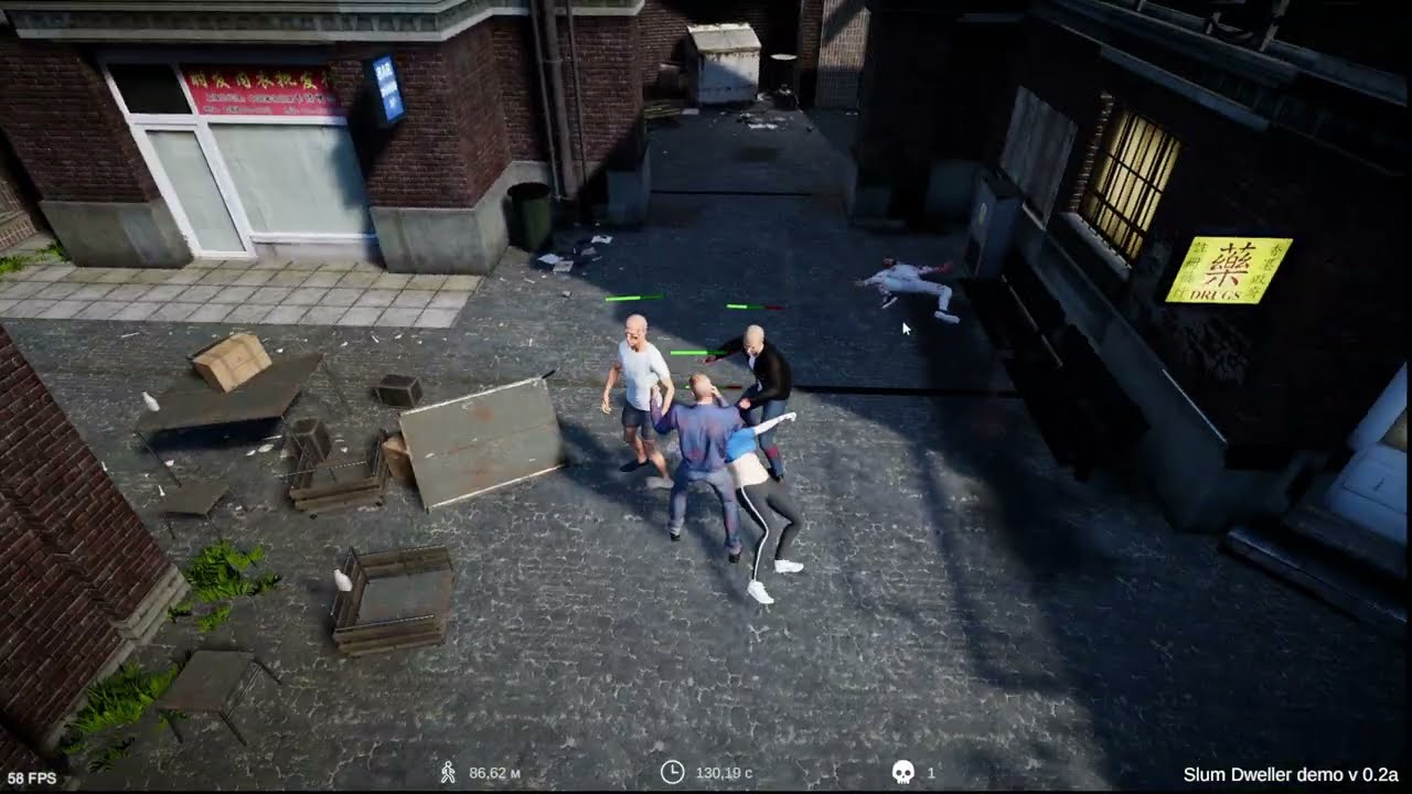 Slum Dweller demo v0.2a gameplay in Survival mode